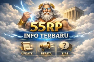 Gambar menu 55RP Info Terbaru untuk melihat update game, fitur baru, dan pengumuman resmi platform.
