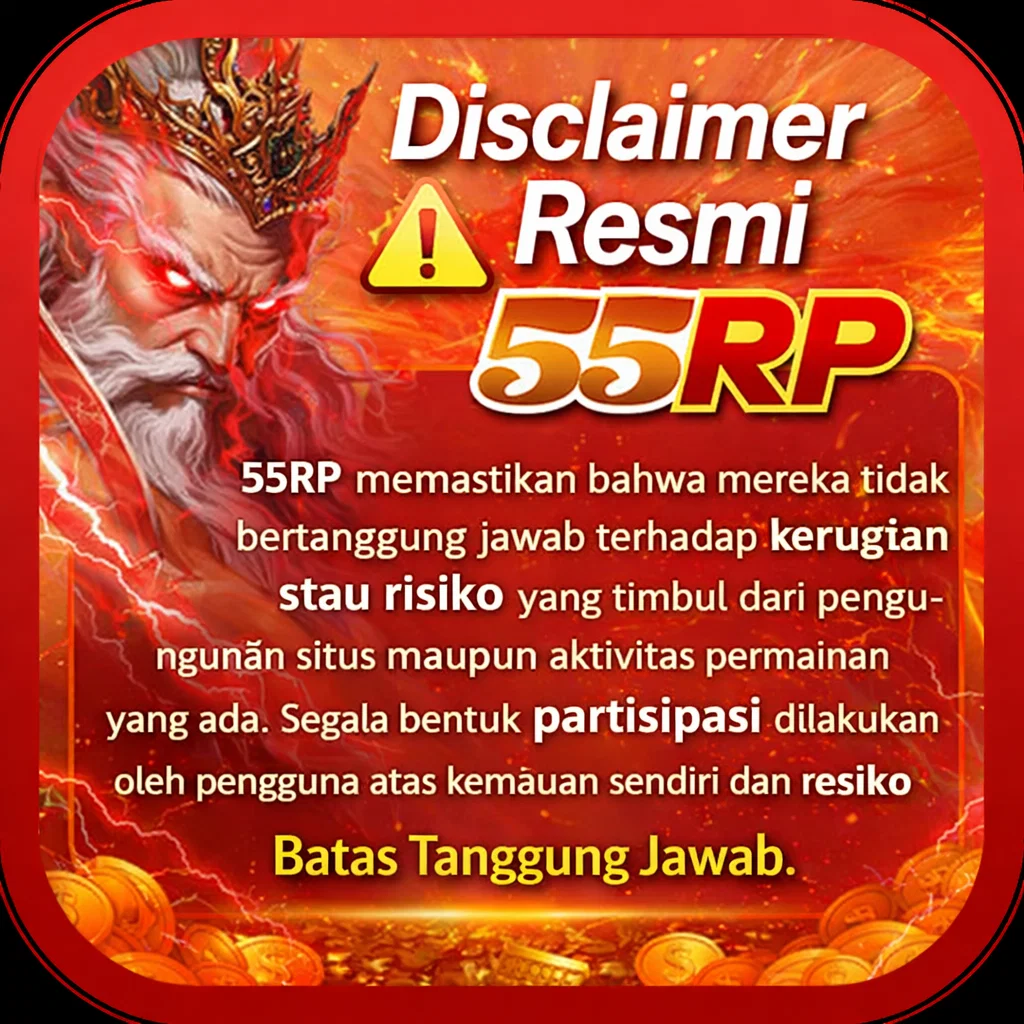 Halaman Disclaimer Resmi 55RP yang menjelaskan batas tanggung jawab, hak pengguna, dan ketentuan penggunaan layanan secara jelas dan profesional.